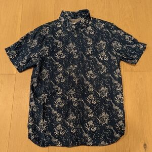 Sperry Dark Blue and White Casual Shirt Mermaid and Scuba Divers